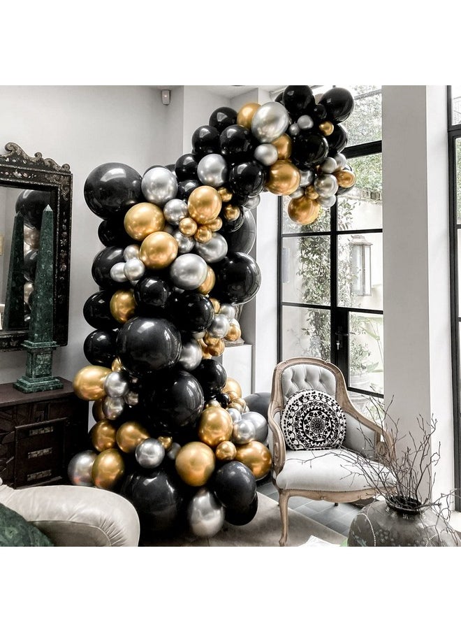 RUBFAC 129pcs Metallic Silver Balloons Latex Balloons Different Sizes 18 12 10 5 Inches Party Balloon Kit for Birthday Party Graduation Wedding Holiday Decoration