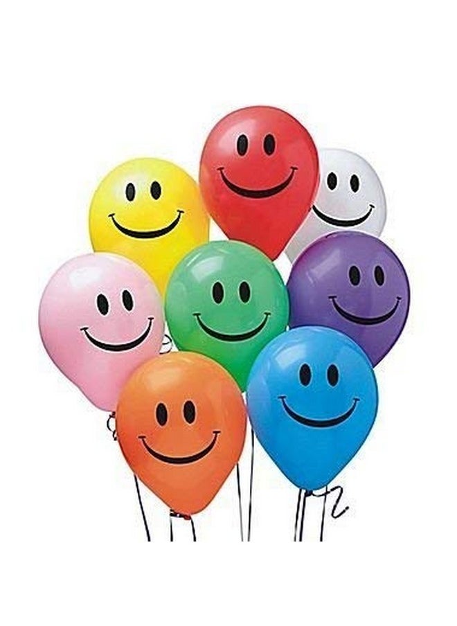 HK Balloons Smiley Balloon Printed Face Expression Latex Balloon 100 Pcs, Yellow Balloon/Smiley Balloon/Birthday Decoration/Birthday Balloon(Multicolor Smiley-100)