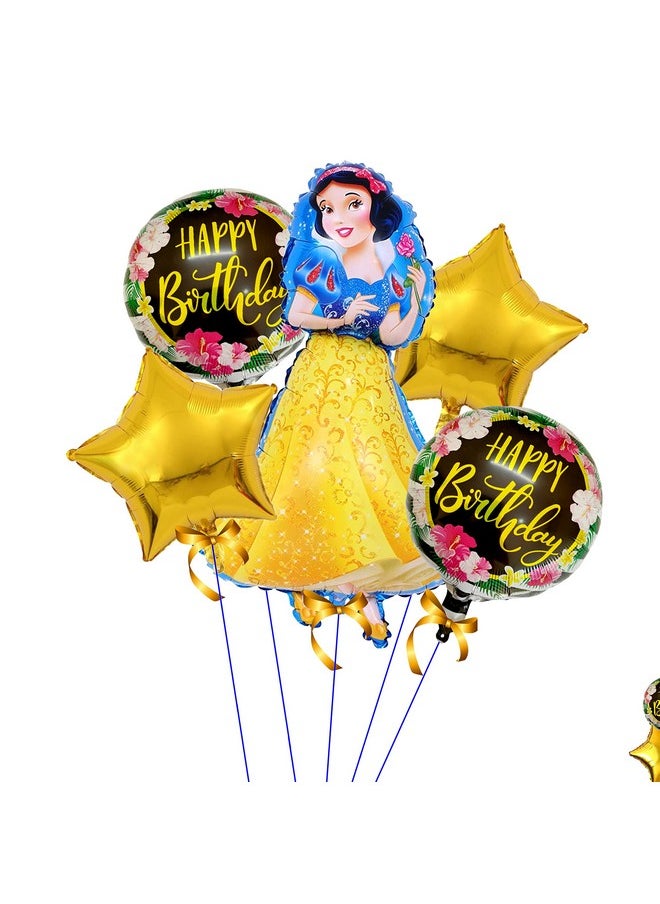 TOYXE Printed Snow White Princess Theme Party Decoration Balloon 5 Pcs Set