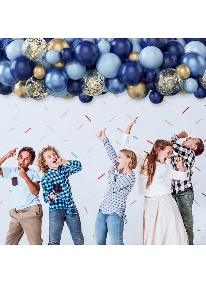 Navy Blue Gold Balloon, 60 Packs 12 Inch Metallic Blue and Macaron Blue Balloons with Metallic Gold Confetti Balloons for Birthday Party Decorations, Wedding, Bridal Shower, Baby Shower, Graduate