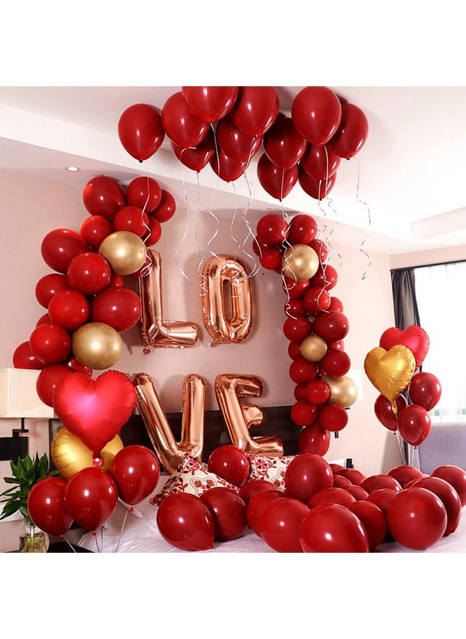 RUBFAC 129pcs Red Balloons Different Sizes 18 12 10 5 Inch for Garland Arch, Premium Red Latex Balloons for Birthday Party Wedding Valentine's Day Baby Shower Party Decoration