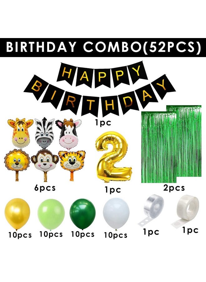Party Propz 2Nd Birthday Decoration Items For Boys-Set Of 52 Pcs Jungle Theme Decoration|Happy Birthday Decoration 2 Years Baby Boy|Baby Birthday Decoration Items 2 Years