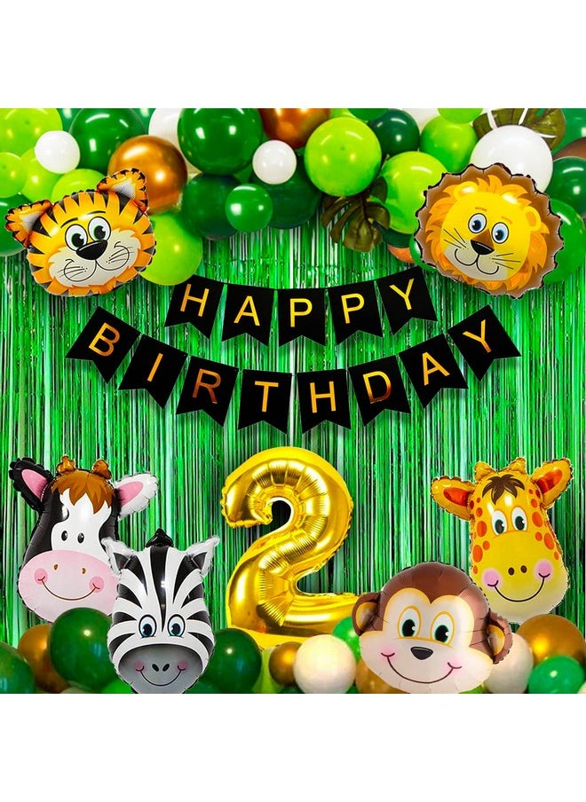 Party Propz 2Nd Birthday Decoration Items For Boys-Set Of 52 Pcs Jungle Theme Decoration|Happy Birthday Decoration 2 Years Baby Boy|Baby Birthday Decoration Items 2 Years