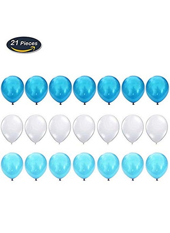 TOYXE Cute Birthday Party Decorations Set - Blue Happy Birthday Balloon Letters Banner, Stars Heart Foil Balloon, 21pcs Latex Balloons, Funny Birthday Party Supplies for Boy and Kids (40285)