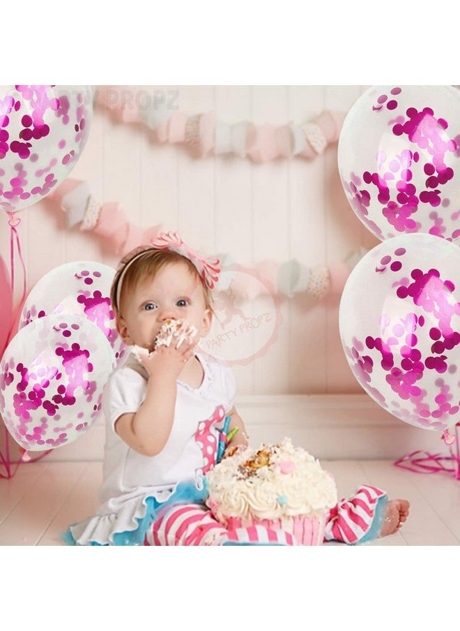 Party Propz Pink Confetti Balloons For Decoration Packets Of 30Pcs - Confetti Balloon Combo For Girls Happy Birthday Decoration Items Set -Girl Theme Balloons Decorations - Kids; Women; Wife;
