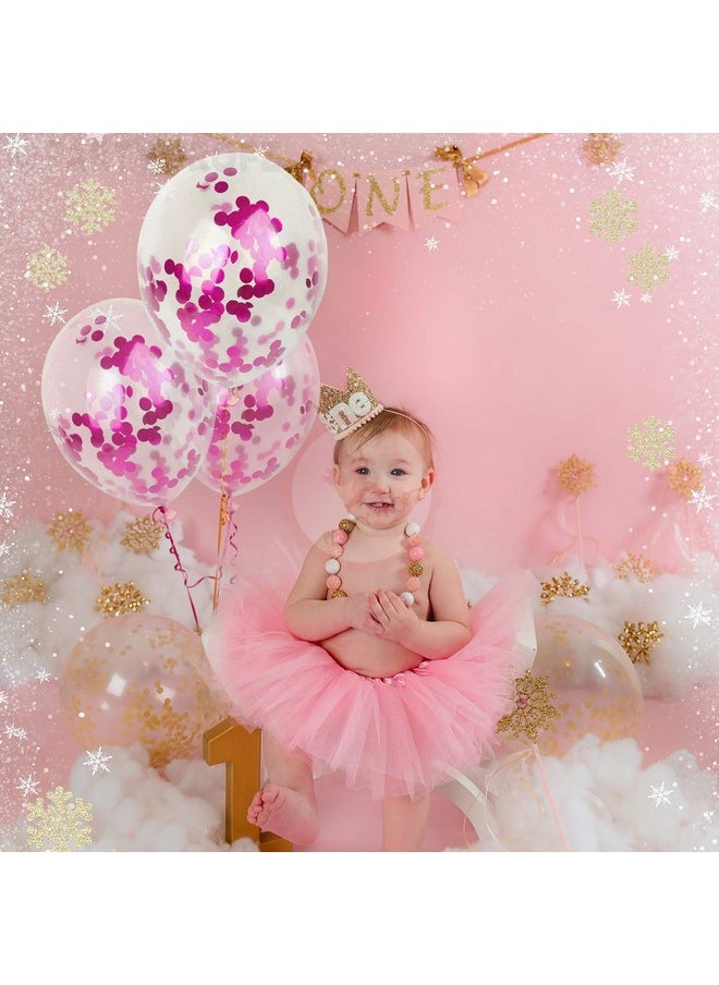 Party Propz Pink Confetti Balloons For Decoration Packets Of 30Pcs - Confetti Balloon Combo For Girls Happy Birthday Decoration Items Set -Girl Theme Balloons Decorations - Kids; Women; Wife;