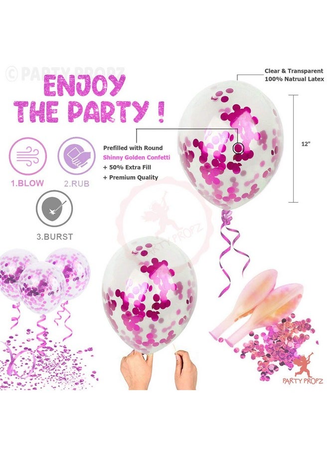 Party Propz Pink Confetti Balloons For Decoration Packets Of 30Pcs - Confetti Balloon Combo For Girls Happy Birthday Decoration Items Set -Girl Theme Balloons Decorations - Kids; Women; Wife;