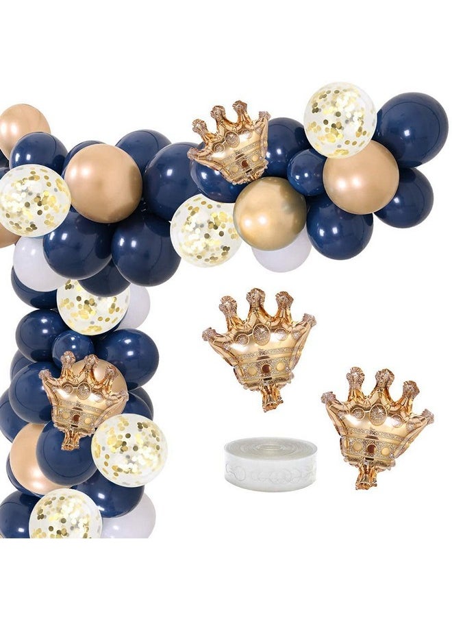 Party Propz Rubber Navy Balloon Garland Arch Kit Party Decoration Supplies - 97Pcs For Royal Prince Birthday Graduation Party With Mini Crowns Decorations
