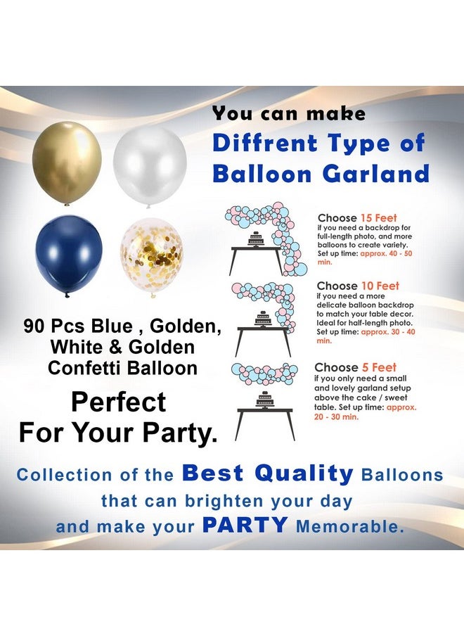 Party Propz Rubber Navy Balloon Garland Arch Kit Party Decoration Supplies - 97Pcs For Royal Prince Birthday Graduation Party With Mini Crowns Decorations