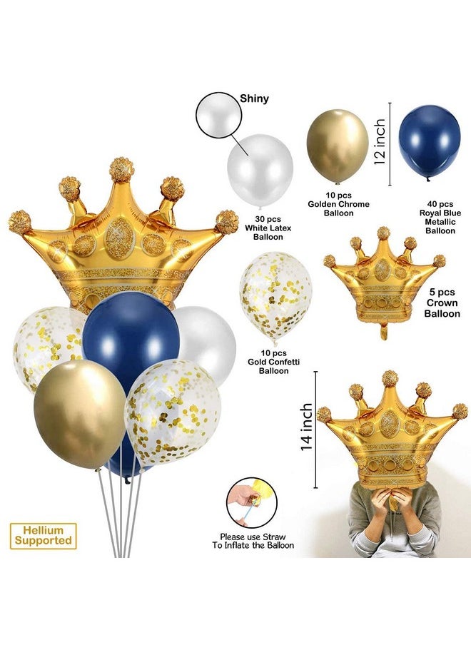 Party Propz Rubber Navy Balloon Garland Arch Kit Party Decoration Supplies - 97Pcs For Royal Prince Birthday Graduation Party With Mini Crowns Decorations