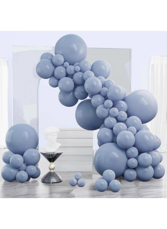 PartyWoo Dusty Blue Balloons, 140 pcs Purplish Boho Blue Balloons Different Sizes Pack of 18 Inch 12 Inch 10 Inch 5 Inch Slate Blue Balloons for Balloon Garland Arch as Party Decorations, Blue-F16