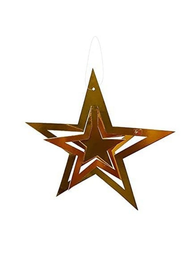 Pop the Party Gold 3D Star Hanging Metallic Paper Garland Multi-Shaped Twinkle Star for Birthday, Baby Shower Christmas Decorations for Nursery Kids Boys Girls Room