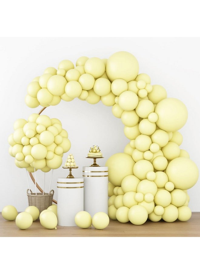 RUBFAC 129pcs Pastel Yellow Balloons Different Sizes 18 12 10 5 Inches Light Yellow Balloons for Happy Birthday Wedding Anniversary Baby Shower Garland Arch Party Decoration