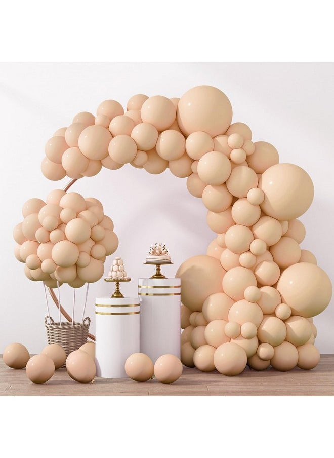 RUBFAC 129pcs Nude Balloons Different Sizes 18 12 10 5 Inch Beige Balloons Apricot Balloon Garland Arch for Party Decoration Gender Reveal Graduation Wedding Anniversary Baby Shower Party Supplies