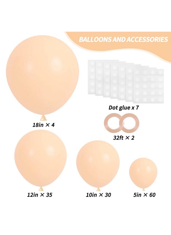 RUBFAC 129pcs Nude Balloons Different Sizes 18 12 10 5 Inch Beige Balloons Apricot Balloon Garland Arch for Party Decoration Gender Reveal Graduation Wedding Anniversary Baby Shower Party Supplies