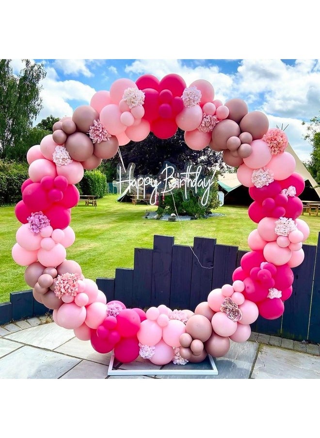 RUBFAC 129pcs Hot Pink Balloons Latex Magenta Balloons Different Sizes 18 12 10 5 Inch Party Balloon Kit for Valentine's Day Birthday Baby Shower Wedding Princess Theme Party Decoration