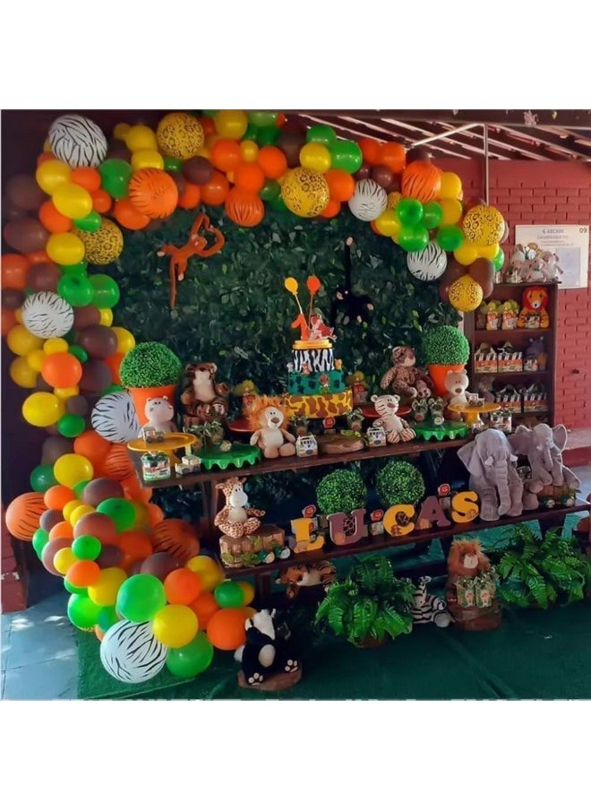 Party Propz Jungle Theme Birthday Decoration - 49Pcs, Jungle Safari Theme Birthday Decoration Items | Jungle Theme Cake Topper, Banner (Cardstock) & Combo Set | Animal Foil Balloons For Decoration