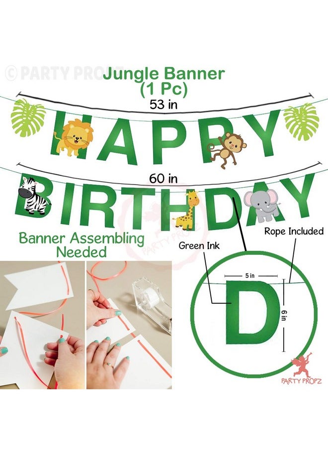 Party Propz Jungle Theme Birthday Decoration - 22Pcs | Happy Birthday Banner(Cardstock) | Birthday Decoration Items For Boy Girl |Animal Jungle Theme Balloons | Jungle Safari Theme Birthday Decoration