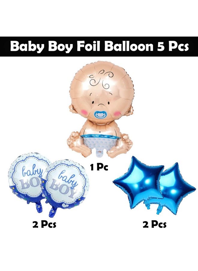 Party Propz Baby Shower Decoration Items- Set of 5 Pcs | Baby Shower Decorations With Star| Baby Boy Foil Balloon, Baby Balloons for Decoration| Baby Boy Balloon, Baby Shower Decorations, Multi