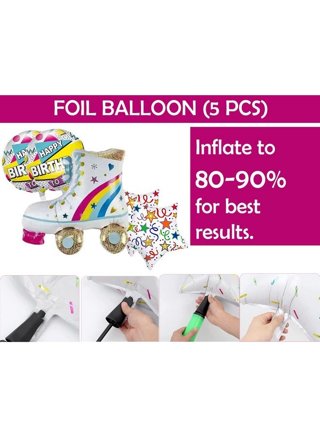 Party Propz Happy Birthday Decoration Kit - Set of 58 Pcs Birthday Decoration Kit for Girls | Multicolor Balloons for Birthday | Happy Birthday Banner (cardstock) | Roller Skate Foil Balloons | Sports Theme Birthday Decoration