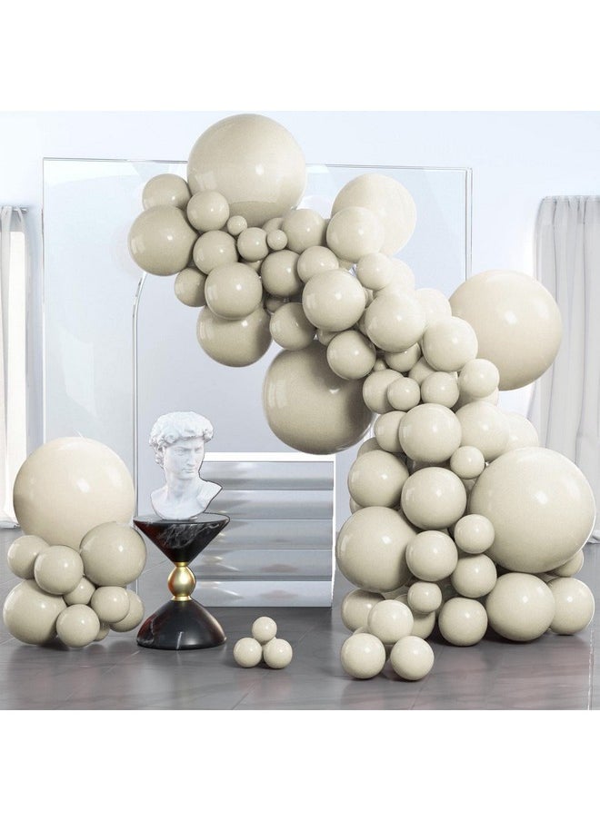 PartyWoo White Sand Balloons, 140 pcs Boho White Balloons Different Sizes Pack of 18 Inch 12 Inch 10 Inch 5 Inch Sand White Balloons for Balloon Garland Balloon Arch as Party Decorations, White-F12