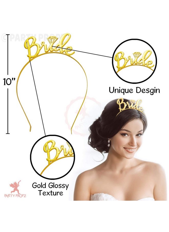 Party Propz Bride To Be Decoration Set Combo -3Pcs Bride To Be Sash | Bride To Be Crown | Bride To Be Banner (cardstock) Gold Foil Balloon | Bachelorette Party Decorations | Bride To Be Sash And Crown