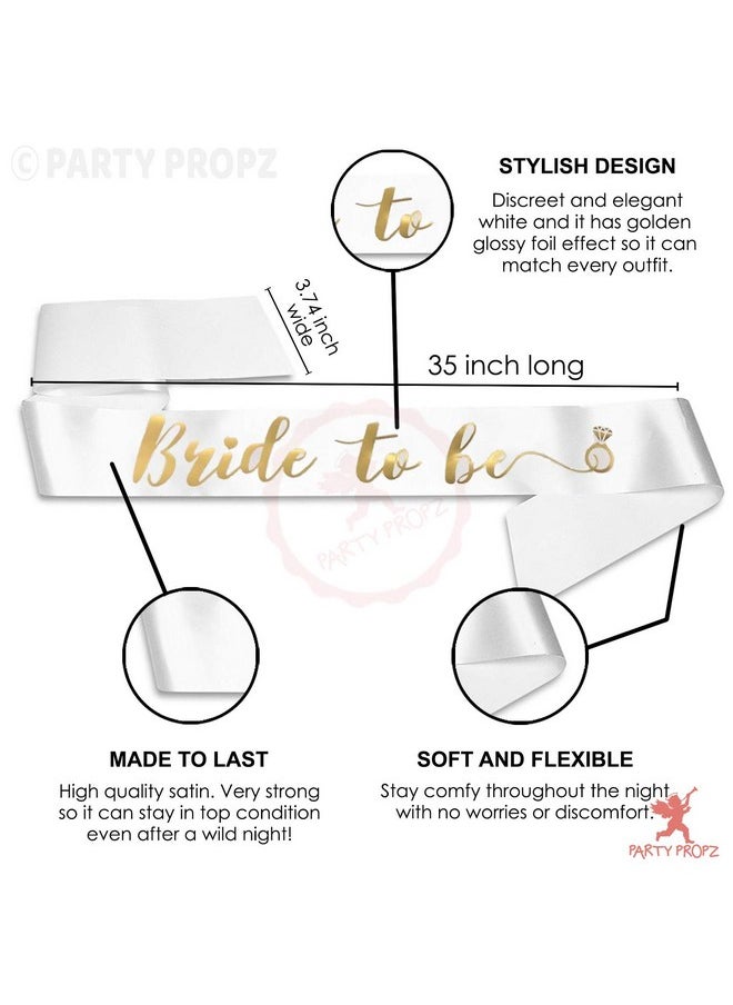 Party Propz Bride To Be Decoration Set Combo -3Pcs Bride To Be Sash | Bride To Be Crown | Bride To Be Banner (cardstock) Gold Foil Balloon | Bachelorette Party Decorations | Bride To Be Sash And Crown