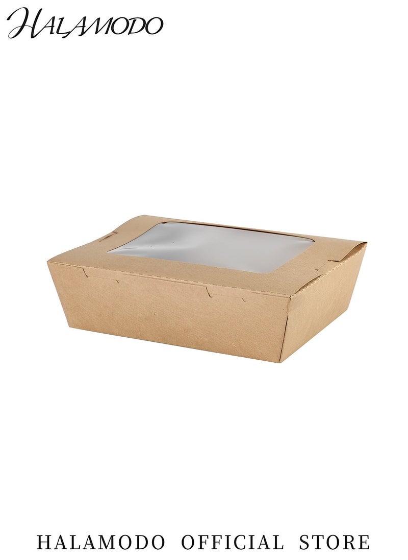 25PCS Kraft Paper Food Boxes Brown Paper Bakery Boxes with Clear Display Window Disposable Take-Out Food Container Lunch Box for Restaurants & Catering & Parties