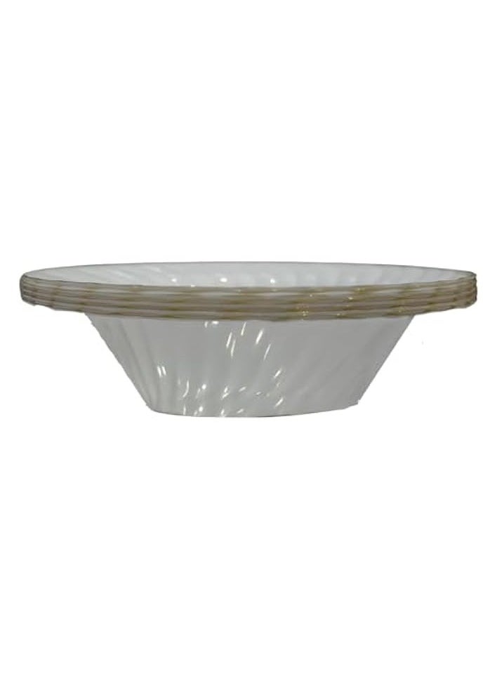 25Pc Luxury White and Gold Plastic Disposable 12oz Bowl