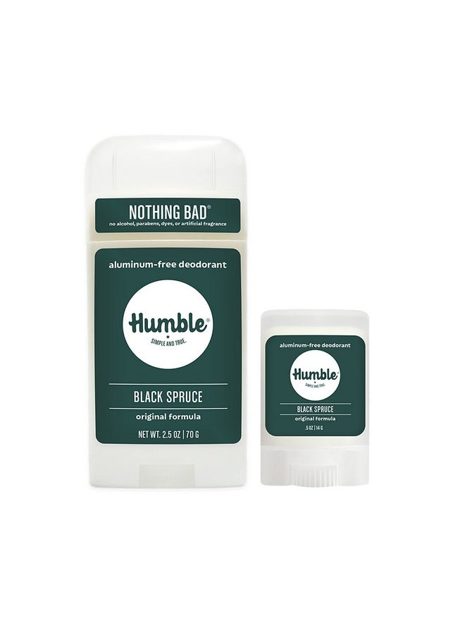 HUMBLE BRANDS Original Formula Aluminum-free Deodorant. Long Lasting Odor Control with Baking Soda and Essential Oils, Black Spruce, Full & Travel Pack