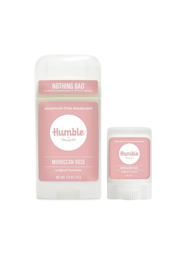 HUMBLE BRANDS Original Formula Aluminum-free Deodorant. Long Lasting Odor Control with Baking Soda and Essential Oils, Full and Travel Size (Moroccan Rose)