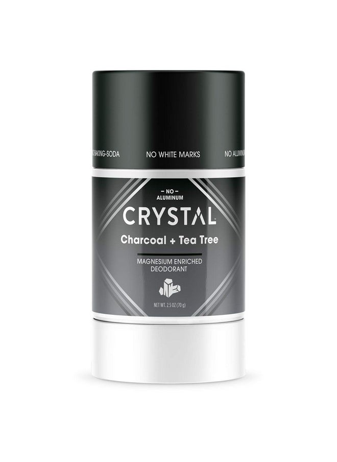 Crystal Magnesium Solid Stick Natural Deodorant, Non-Irritating Aluminum Free Deodorant for Men or Women, Safely and Effectively Fights Odor, Baking Soda Free, Charcoal & Tea Tree, 2.5 oz