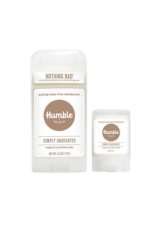 HUMBLE BRANDS Aluminum-Free Deodorant, Vegan and Cruelty- free, Formulated for Sensitive Skin, Sensitive Simply Unscented Deodorant Full & Travel Pack