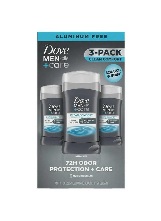 Dove Men+Care 72-Hour Deodorant Stick Aluminum Free- Clean Comfort, 3 pk./3 oz