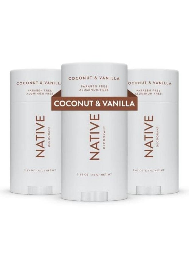 Native Deodorant Contains Naturally Derived Ingredients, 72 Hour Odor Control | Deodorant for Women and Men, Aluminum Free with Baking Soda, Coconut Oil and Shea Butter | Coconut & Vanilla, 3-Pack