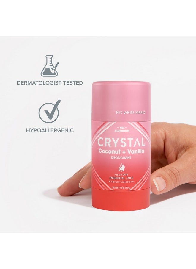 Crystal Magnesium Solid Stick Natural Deodorant, Non-Irritating Aluminum Free Deodorant for Men or Women, Safely and Effectively Fights Odor, Baking Soda Free, Coconut + Vanilla, 2.5 oz