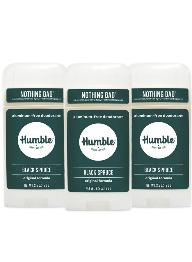 HUMBLE BRANDS Original Formula Aluminum-free Deodorant. Long Lasting Odor Control with Baking Soda and Essential Oils, Black Spruce Deodorant, 2.5 oz, 3 Pack