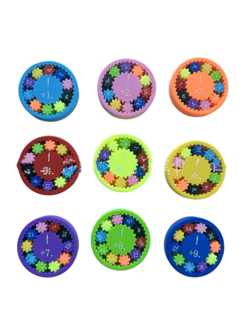 9 Pieces Colorful Multiplication And Division Number Fidget Spinners For All Stimuli - Learn Math, Division And Multiplication De-Stresser, Educational Spinning Fidget Toys For Learning Math Arithmetic