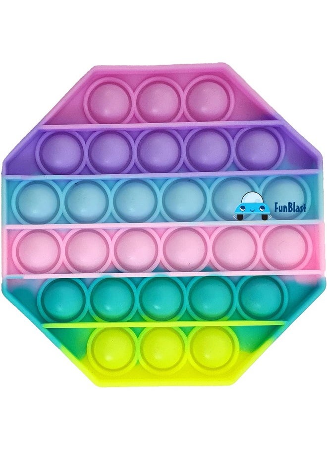 FunBlast Square, Pentagon, Round & Heart Pop It Fidget Toy, Autism Special Needs Silicone Stress Reliever, Squeeze Sensory Toy - Pack of 4