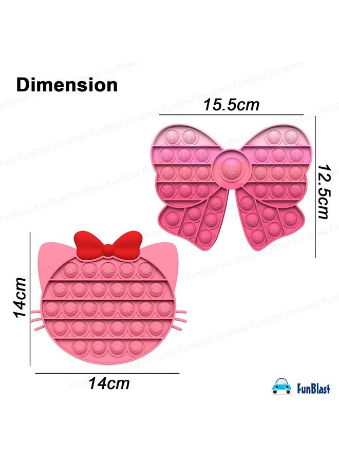 FunBlast Pop It - Popit Game, Poppet for Kids, Pop It Toy, Pop It Toys for Kids, Kitty with Bow Pop it Fidget, Pop It Fidget Toy, Pop It Big, Stress Relief Toys (Pack of 2 Pcs)