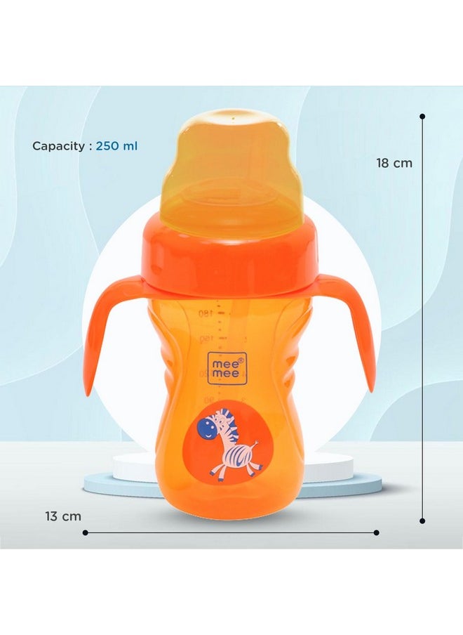 Mee Mee 2 in 1 Sipper Cup with Soft Silicone Spout & Straw for Baby | Sippy Cup for Toddlers | Twin Handle for Better Hold Grip and Drink | BPA Free, Non-Toxic with Anti Leak System | 210 ml (Orange)