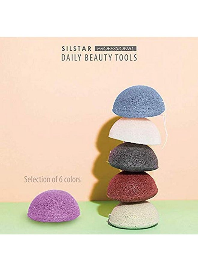 SILSTAR PROFESSIONAL KONJAC Sponge Facial Sponge Bath Sponge Amazing Cleansing for Dry OR Mature Skin - Lavender Purple 105