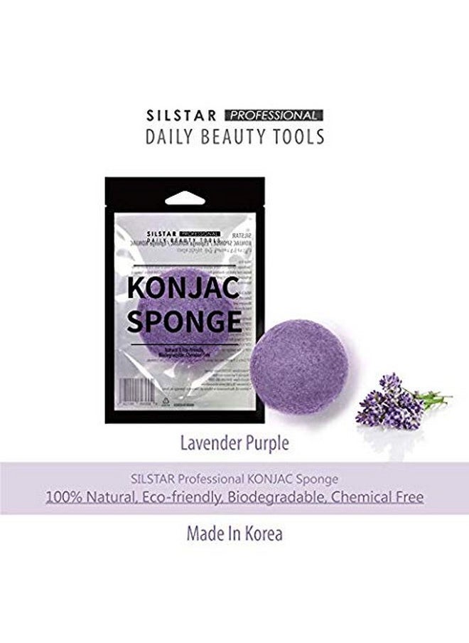 SILSTAR PROFESSIONAL KONJAC Sponge Facial Sponge Bath Sponge Amazing Cleansing for Dry OR Mature Skin - Lavender Purple 105