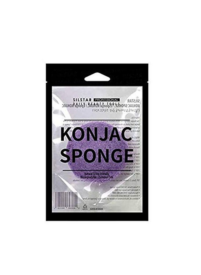 SILSTAR PROFESSIONAL KONJAC Sponge Facial Sponge Bath Sponge Amazing Cleansing for Dry OR Mature Skin - Lavender Purple 105