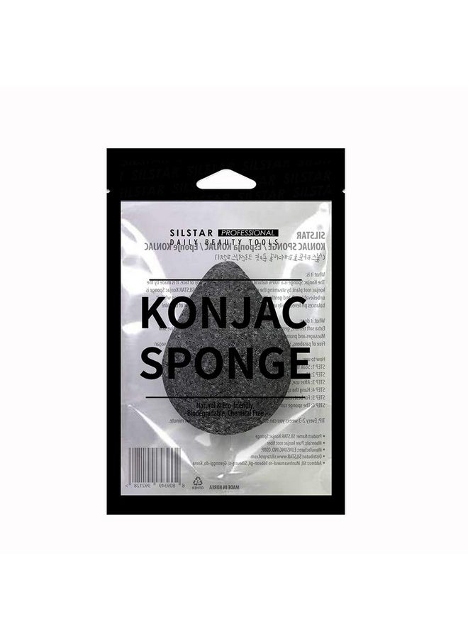 SILSTAR PROFESSIONAL Konjac Facial Sponge Tear Drop Charcoal Grey 202 - Our Konjac Sponge Offers an Amazing Cleansing and Shaving Experience.