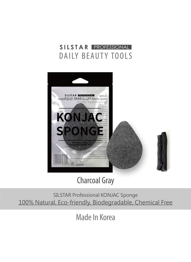 SILSTAR PROFESSIONAL Konjac Facial Sponge Tear Drop Charcoal Grey 202 - Our Konjac Sponge Offers an Amazing Cleansing and Shaving Experience.