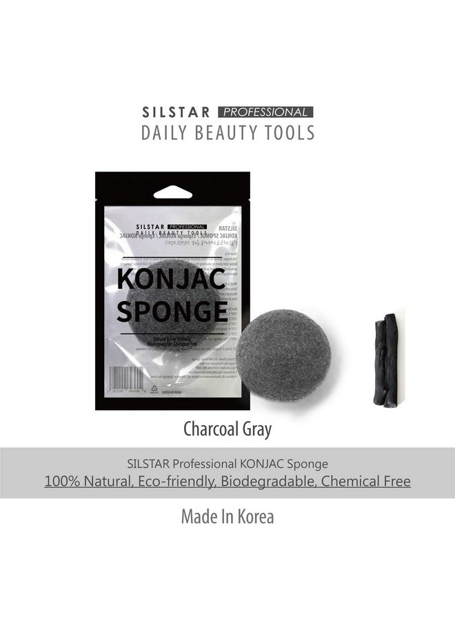 SILSTAR PROFESSIONAL KONJAC Sponge - Charcoal Grey 102- Our Konjac Sponge Offers an Amazing Cleansing and Shaving Experience.