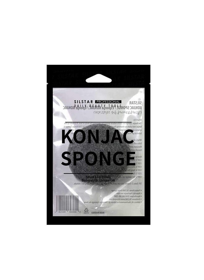 SILSTAR PROFESSIONAL KONJAC Sponge - Charcoal Grey 102- Our Konjac Sponge Offers an Amazing Cleansing and Shaving Experience.