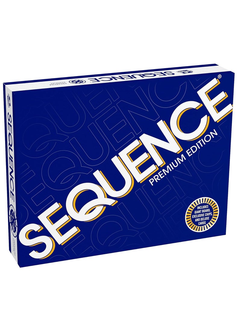 Sequence Premium Edition - Stunning Set with Giant Board (20.25 x 26.25 inches), Exclusive Chips and Deluxe Cards by, Blue, for Ages 7+