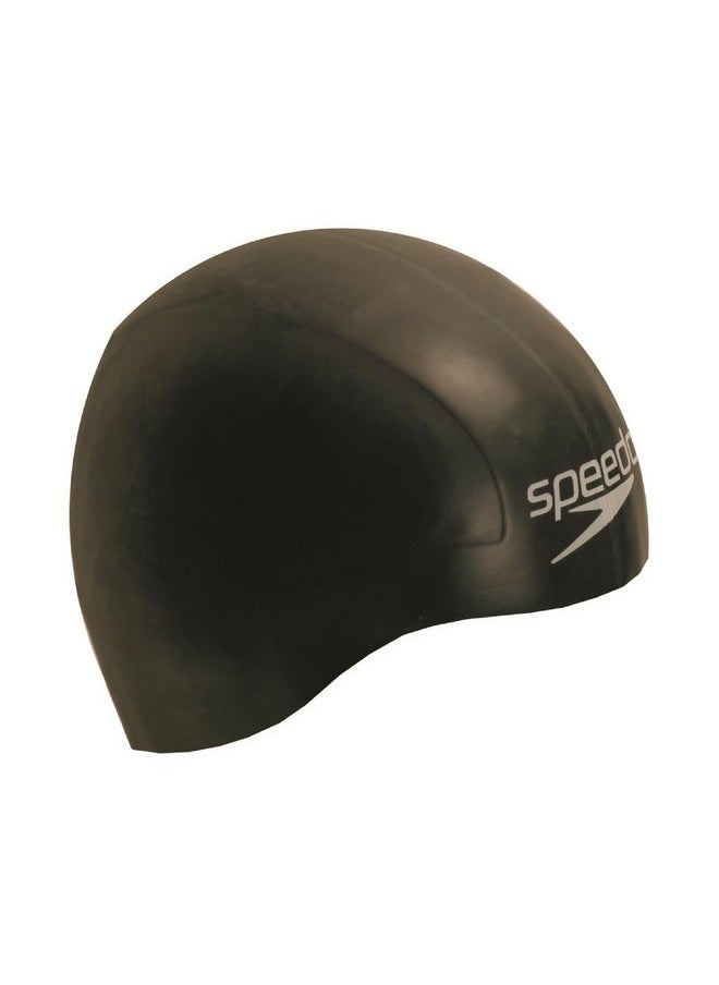 Speedo Unisex Aqua V Drag Reducing Racing Swim Cap for Men and Women - Black